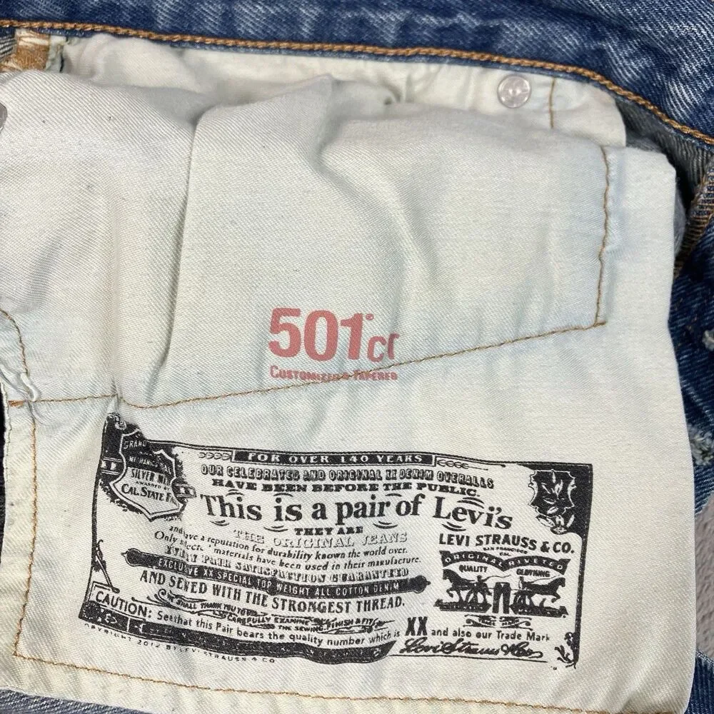 Levis 501 CT Mens Jeans 34x27** Blue Denim Tapered Workwear Utility Distressed